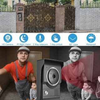 Video interkom tizimi Kirish tizimi Uy xonadonlari uchun video interkom Eshik qo'ng'irog'i kamerali suv o'tkazmaydigan to'plamli IR sensorli ekranli