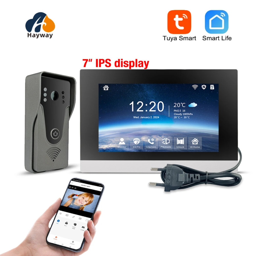 1080P video interkom tizimi TUYA uy eshik telefoni simsiz WiFi Smart infraqizil tungi ko'rish eshik qo'ng'irog'i harakatini aniqlash