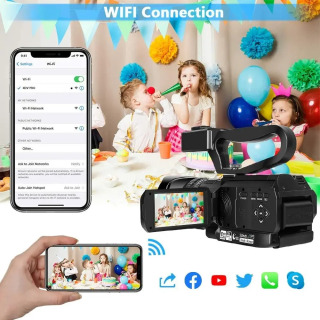 Видеокамеры 4K HD для фото- и видеосъемки, 64 МП, Wi-Fi, веб-камера для прямой трансляции, видеокамера с 18-кратным цифровым зумом для записи видеоблогов на YouTube