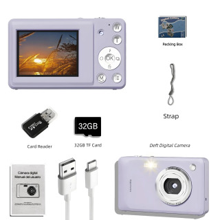 Цифровая камера 1080p HD видеосъемка фотографий портативная селфи 2s/5s/10s Fine JPEG для фотографии начинающих подростков подарки на день рождения БЕЛЫЙ