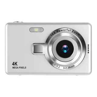 Цифровая камера 4K HD 1080P 96 МП, портативная видеокамера с 16-кратным увеличением, видеокамера, Детская камера, видеокамера для детей и взрослых серебристый