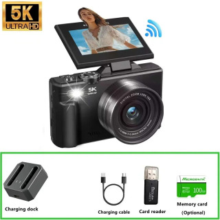 Цифровая камера 5K, 75-мегапиксельная видеокамера, подходит для YouTube WiFi UHD с автофокусом 3