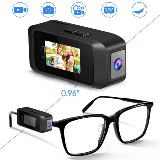 YANGI koʻzoynak taqiladigan mini choʻntak kamerasi 1080P portativ DVR tana kamerasi mini ekranli bosh oʻrnatish kamerasi