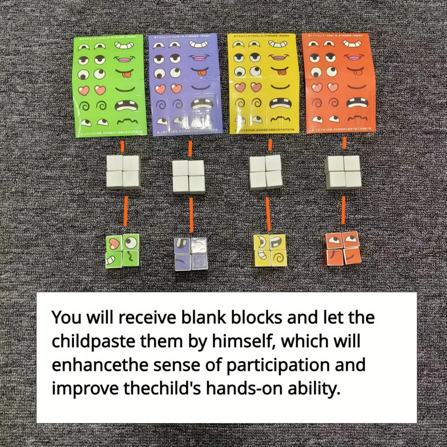 Bolalar uchun bayram sovg'alari yuzini o'zgartiruvchi Rubik kubi Montessori o'yini ifodali boshqotirma qurilish bloklari o'yinchoqlar