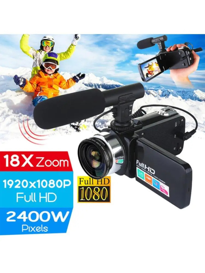 Klassik 24MP videokamera Raqamli videokamera 3 dyuymli LCD displey 18x kattalashtirish raqamli kamera D08A sayohat raqamli videokamera