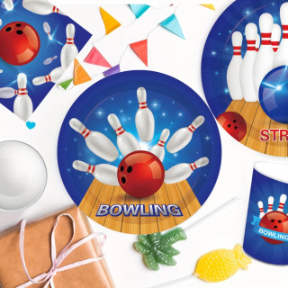 Bowling mavzusidagi partiyalar bouling tug'ilgan kunlari, chaqaloq dushlari, Rojdestvo va turli partiyalar uchun mos keladi.