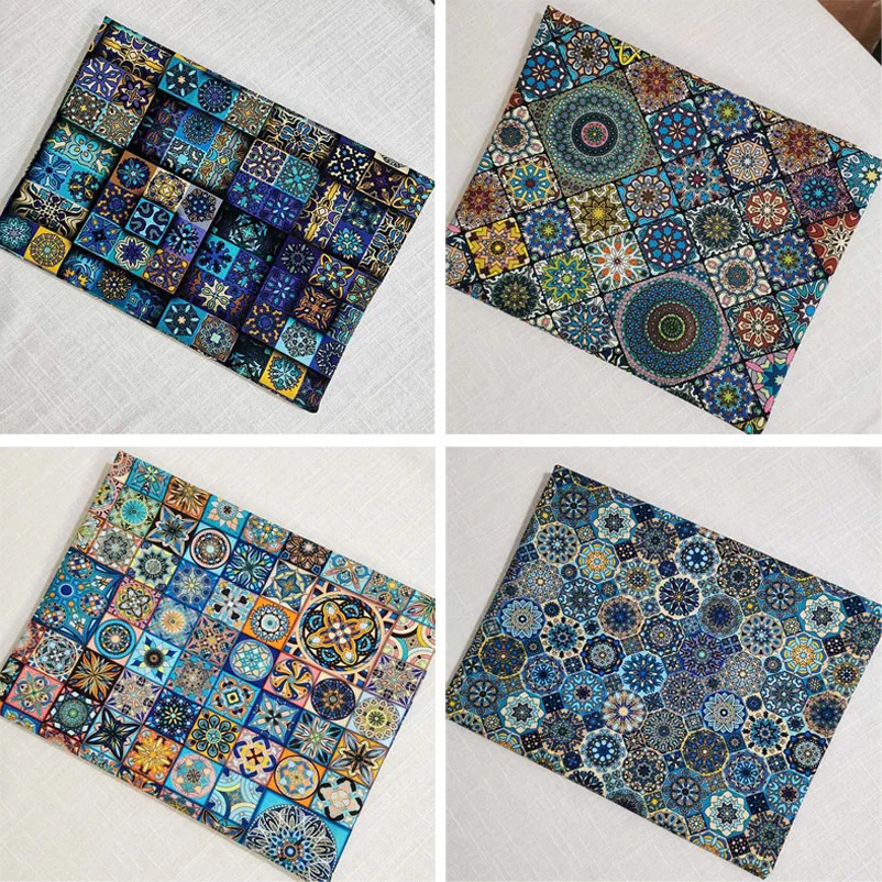 Hind uslubidagi mandala paxta matosi Vintage Boho to'qimachilik qo'l san'atlari uchun dekorativ mato Aksessuarlar sumkalar Ko'ylaklar Kiyimlar dona sotiladi (yarim metrga)