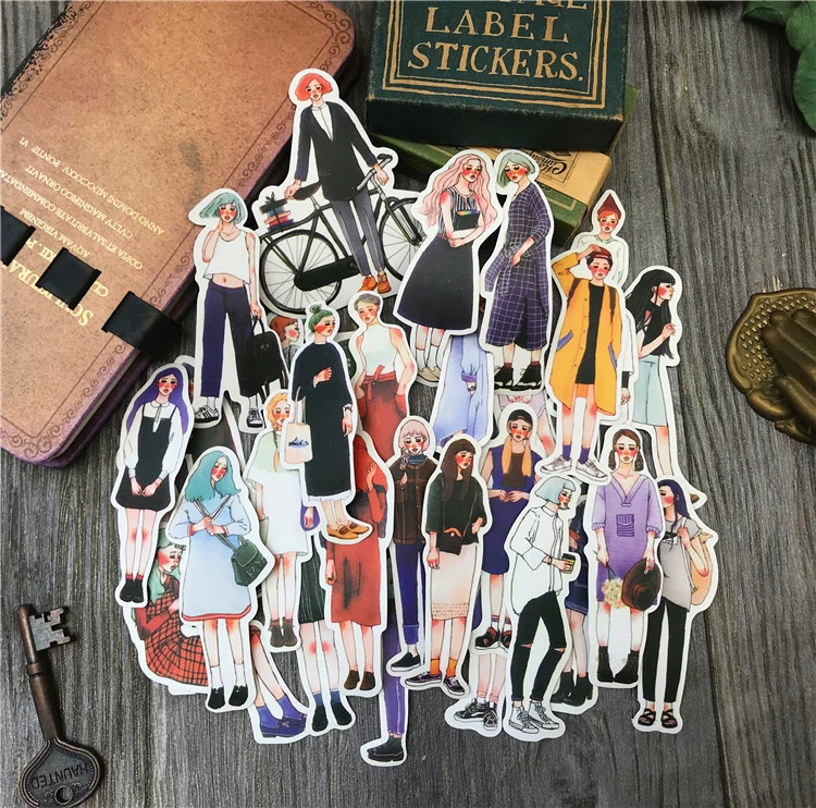 Yoqimli qizlar uchun kantselyariya stikerlari Scrapbooking qo'l san'atlari kundaligi albomi telefoni kompyuter dekorativ stikerlari
