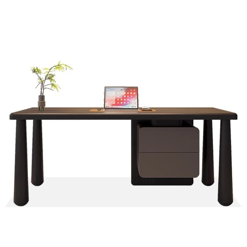 Ko'p qirrali ofis mebellari, kompyuterlari etarli bo'lgan stol, ish maydonini kengaytiradigan o'quv materiallari, Muebles Oficina bezaklari