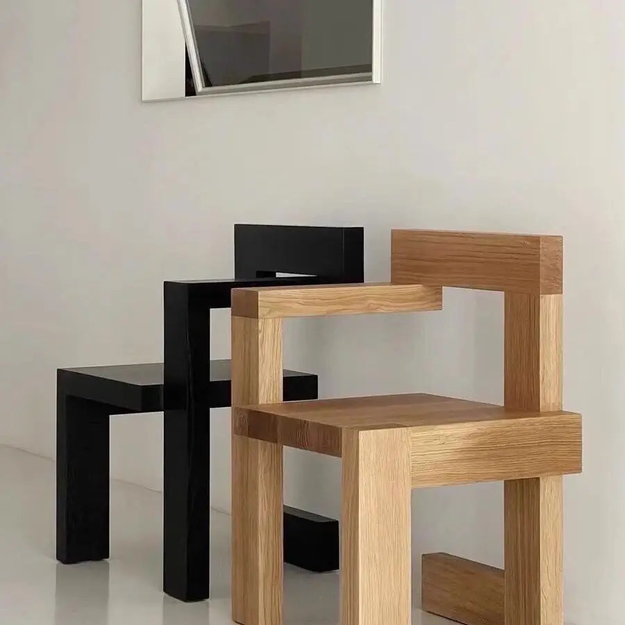 Issiq uy mebellari Nordic Retro ovqat stullari minimalist stul Yashash xonasi yotoq xonasi qattiq yog'ochli bitta stul Stolli stul Cas