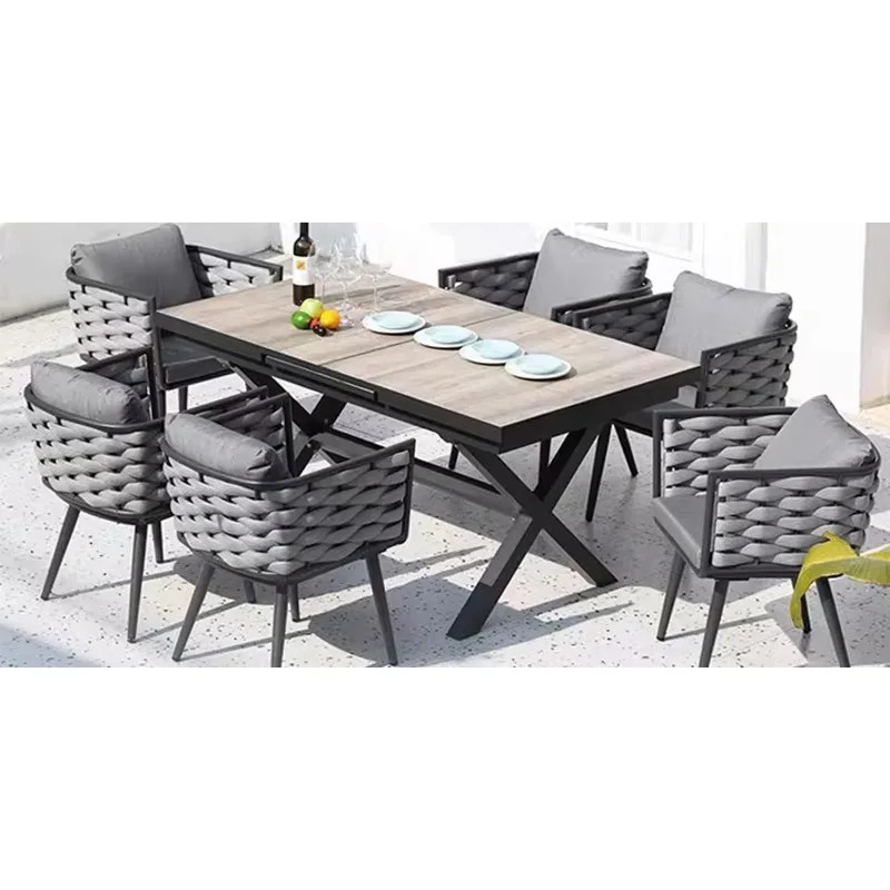 Ochiq restoran mebellari Bog'dagi Bistro Stol va stullar Veranda mebellari to'plami Mebel yig'ish uchun ochiq ovqatlar to'plami
