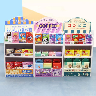 Pretend Play aksessuarlari Mebel Shkaf Rafiqi Oshxona Sovg'asi Miniatyura Yoqimli Ichimlik Oziq-ovqat Supermarket Do'koni Tokchasi Qo'g'irchoq uyi