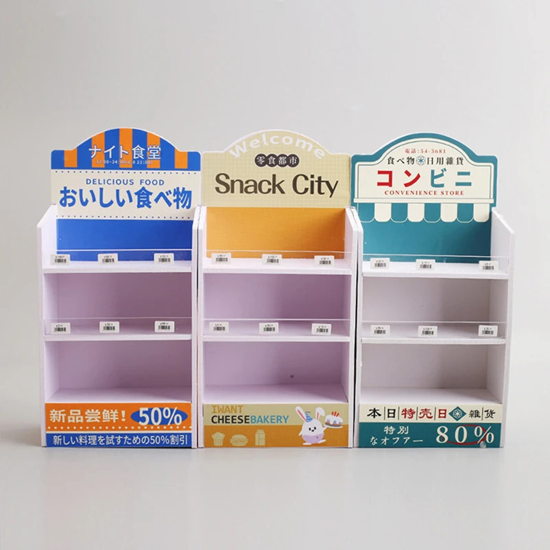 Pretend Play aksessuarlari Mebel Shkaf Rafiqi Oshxona Sovg'asi Miniatyura Yoqimli Ichimlik Oziq-ovqat Supermarket Do'koni Tokchasi Qo'g'irchoq uyi