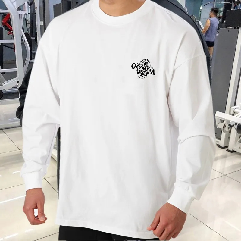 Erkaklar sport zali sport kiyimlari Moda erkaklar uchun bodibilding Fitness mashg'ulotlari Uzun yengli futbolkalar Yugurish kozoklari Kundalik futbolkalar tepalari