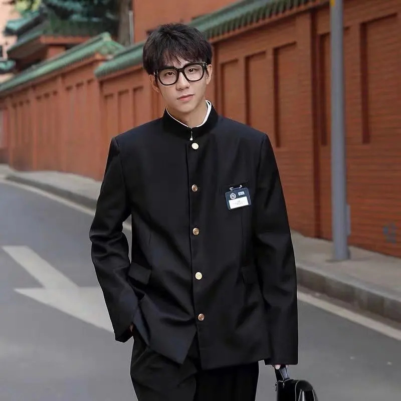 Dk Uniform kostyumi Erkaklar maktab formasi qora blazer ko'ylagi Yapon uslubidagi yangi tashqi kiyim Mao kostyumi bahorgi yoz