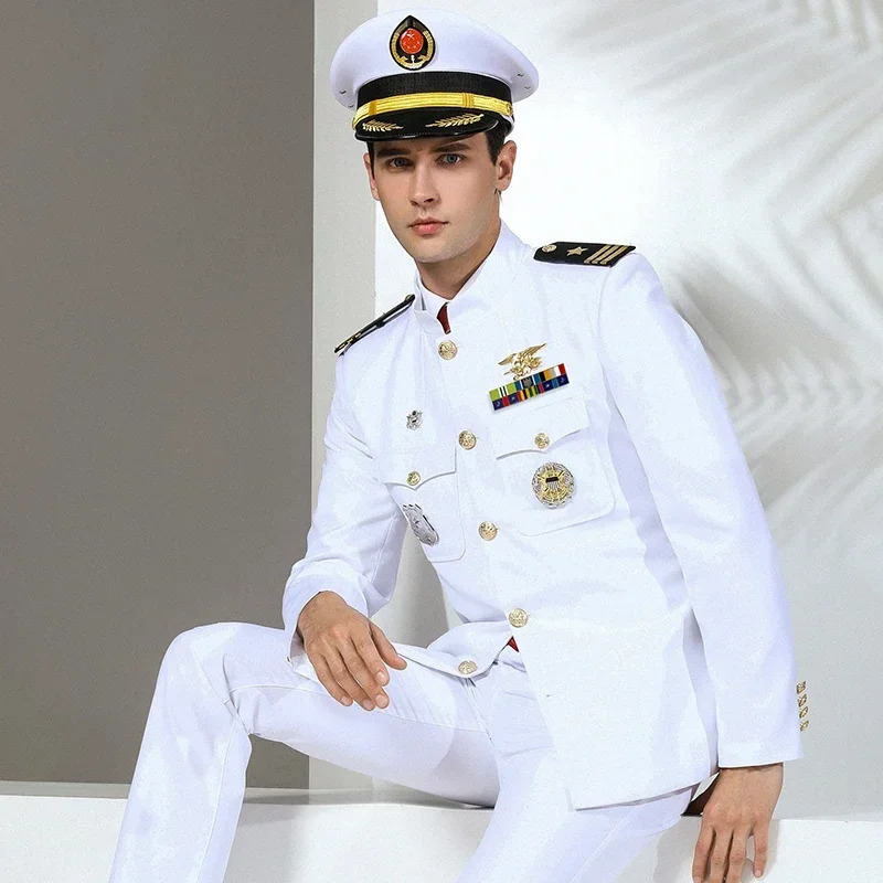 AQSh harbiy-dengiz kuchlari formasi kapitan kostyumlari yaxta ko'ylagi shimlari USN to'plami Erkaklar kostyumi AQSh dengiz floti erkaklar kostyumi ERKAK OFİSER/KIYIM XIZMATI KIYIMASI