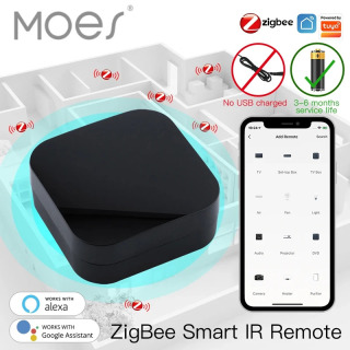 MOES Tuya Zigbee3.0 Умный ИК-пульт дистанционного управления для кондиционера ТВ Универсальный инфракрасный пульт дистанционного управления работает с Alexa, Google Home СЕРЫЙ
