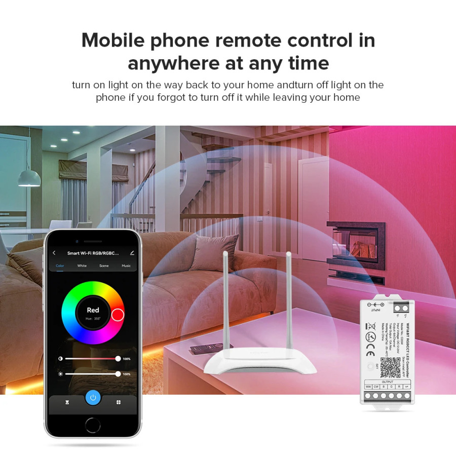 Умный светодиодный контроллер Tuya WiFi Alexa Google Home Bluetooth Voice CCT RGB RGBW Диммер Светодиодная лента IOS Android 2.4G DC12V 24V