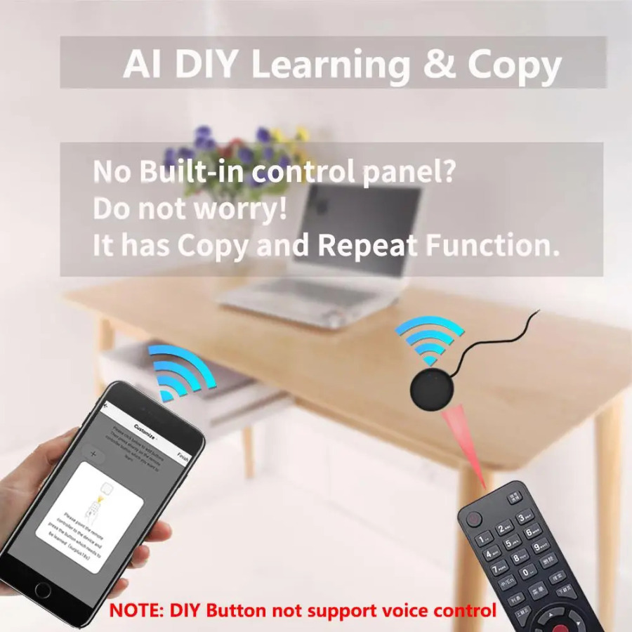 Tuya Wi-Fi Smart masofadan boshqarish pulti Konditsioner TV DVD uchun universal infraqizil masofadan boshqarish pulti Audi Alexa va Google Smart Home bilan ishlaydi