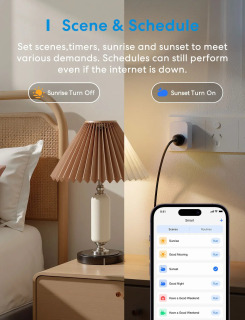 Meross Matter Smart Wi-Fi AU Plug MSS315MA masofaviy/ovozli boshqaruv energiya monitoringi funksiyasi