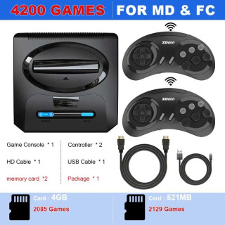 Беспроводная игровая консоль для Sega Mega Drive, игровой стик HD для телевизора, контроллер для 2 игроков, совместимый с Dendy и NES, подарок на Рождество БЕЛЫЙ