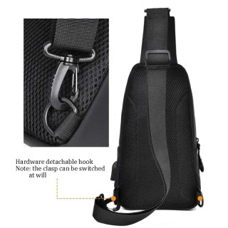 Erkaklar sumkasi Moda yangi tekis rangli erkaklar ko'krak sumkasi Ochiq kundalik moda bir yelkali crossbody sumkasi Neylon USB zaryadlovchi elkama-sumkalari
