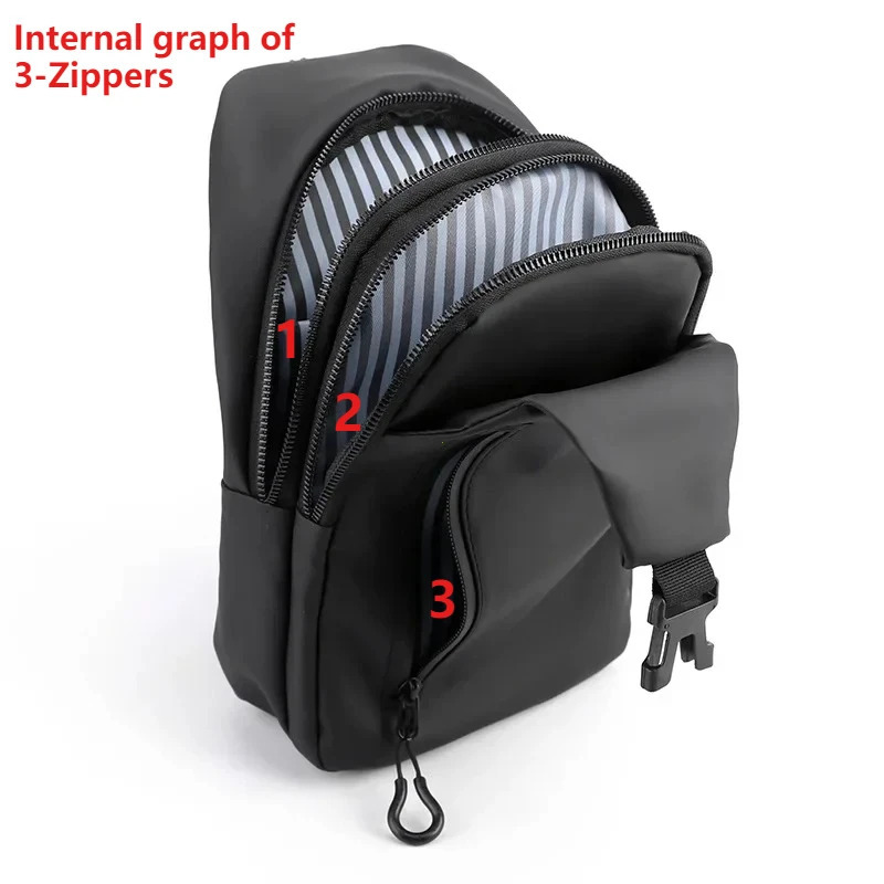 Erkaklar sumkasi Moda yangi tekis rangli erkaklar ko'krak sumkasi Ochiq kundalik moda bir yelkali crossbody sumkasi Neylon USB zaryadlovchi elkama-sumkalari