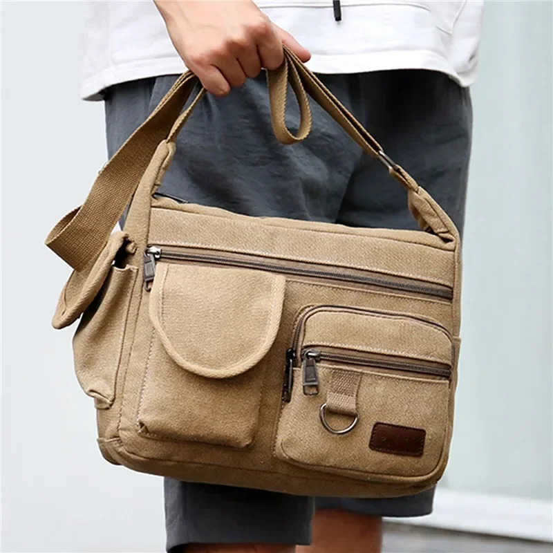 Erkaklar Kanvas elkama-sumkalari Casual Tote Sayohat Erkaklar Crossbody Hashamatli Messenger sumkalari Moda yukxalta Yuqori sifatli