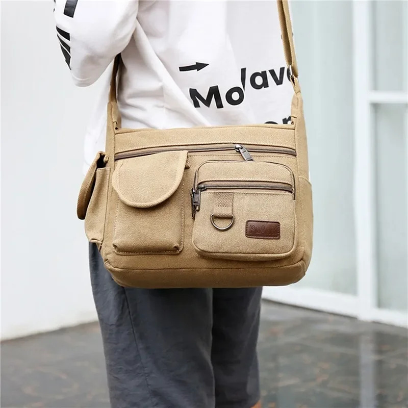 Erkaklar Kanvas elkama-sumkalari Casual Tote Sayohat Erkaklar Crossbody Hashamatli Messenger sumkalari Moda yukxalta Yuqori sifatli