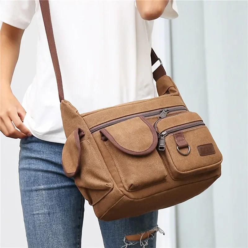 Erkaklar Kanvas elkama-sumkalari Casual Tote Sayohat Erkaklar Crossbody Hashamatli Messenger sumkalari Moda yukxalta Yuqori sifatli