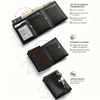 Erkaklar uchun fermuarli hamyon tanga hamyoni avtomatik ochiladigan metall kredit karta ushlagichi Minimalist RFID blokirovka qiluvchi biznes karta hamyoni g'oyasi