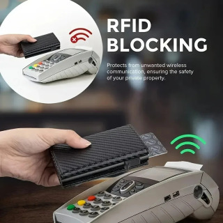 Erkaklar uchun fermuarli hamyon tanga hamyoni avtomatik ochiladigan metall kredit karta ushlagichi Minimalist RFID blokirovka qiluvchi biznes karta hamyoni g'oyasi