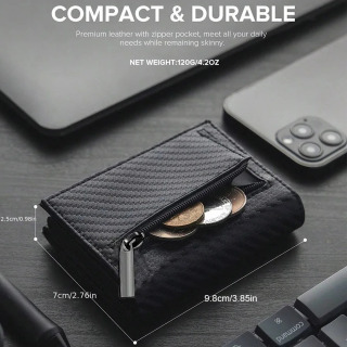 Erkaklar uchun fermuarli hamyon tanga hamyoni avtomatik ochiladigan metall kredit karta ushlagichi Minimalist RFID blokirovka qiluvchi biznes karta hamyoni g'oyasi