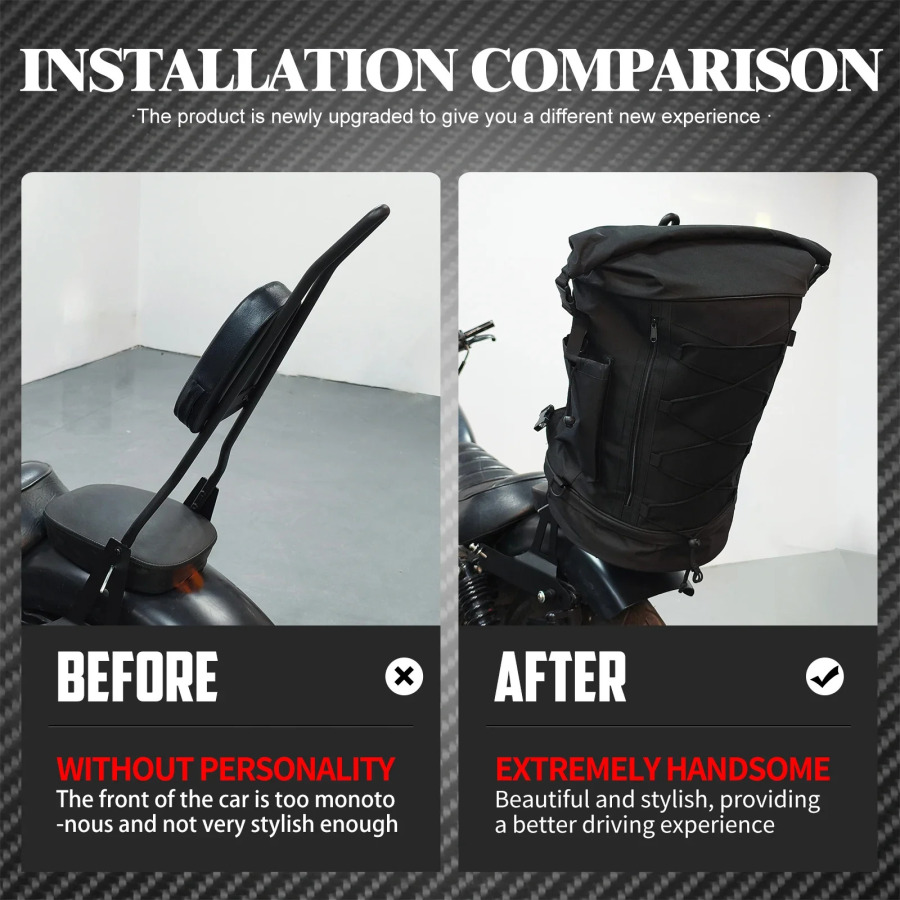 Mototsikl ryukzaki 50L-85L Sissy Bar ryukzaki koʻp mototsikllar uchun kengayadigan bagaj sumkasi universal