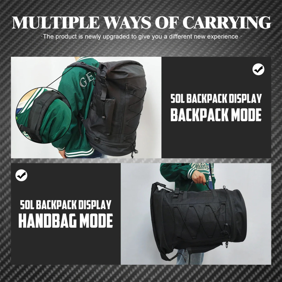 Mototsikl ryukzaki 50L-85L Sissy Bar ryukzaki koʻp mototsikllar uchun kengayadigan bagaj sumkasi universal