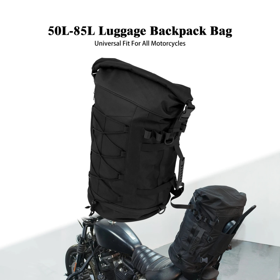 Мотоциклетный рюкзак 50L-85L, сумка на спинку Sissy Bar с ремнями, универсальная для большинства мотоциклов, расширяемая сумка на хвостовую стойку