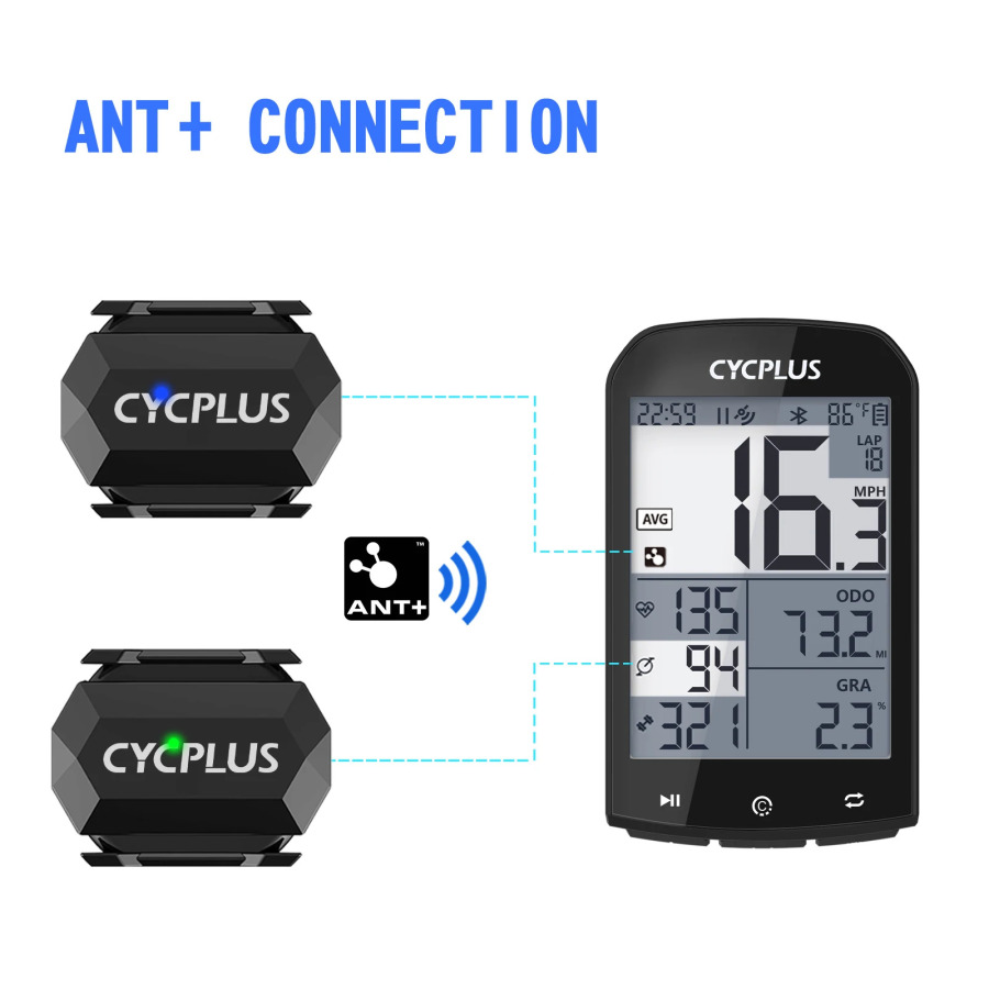 CYCPLUS velosport kompyuteri, ikki kadans sensori, spidometr, ANT+, Bluetooth, suv o‘tkazmaydigan