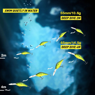 Рыболовная приманка Deep Dive Плавающая кривошипная приманка для длительного заброса для окуня щуки Приманка Хищник