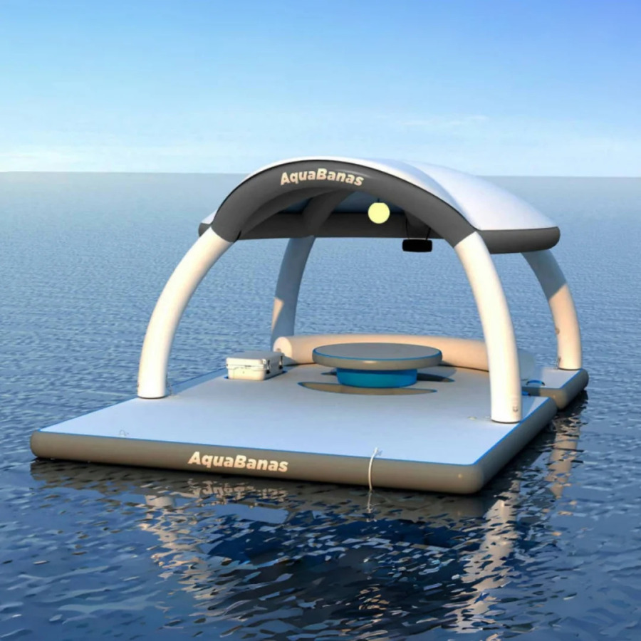 Suv platformasi Aqua Island dam olish uchun suzuvchi dok yaxta dock suvda suzuvchi hovuz bar Aquapark suv bar Banas