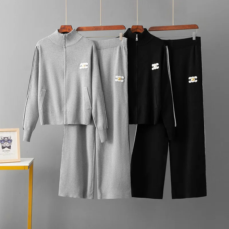Спортивный костюм для женщин весной и осенью, новый топ с воротником-стойкой на молнии в западном стиле, спортивная одежда, повседневный комплект из двух предметов