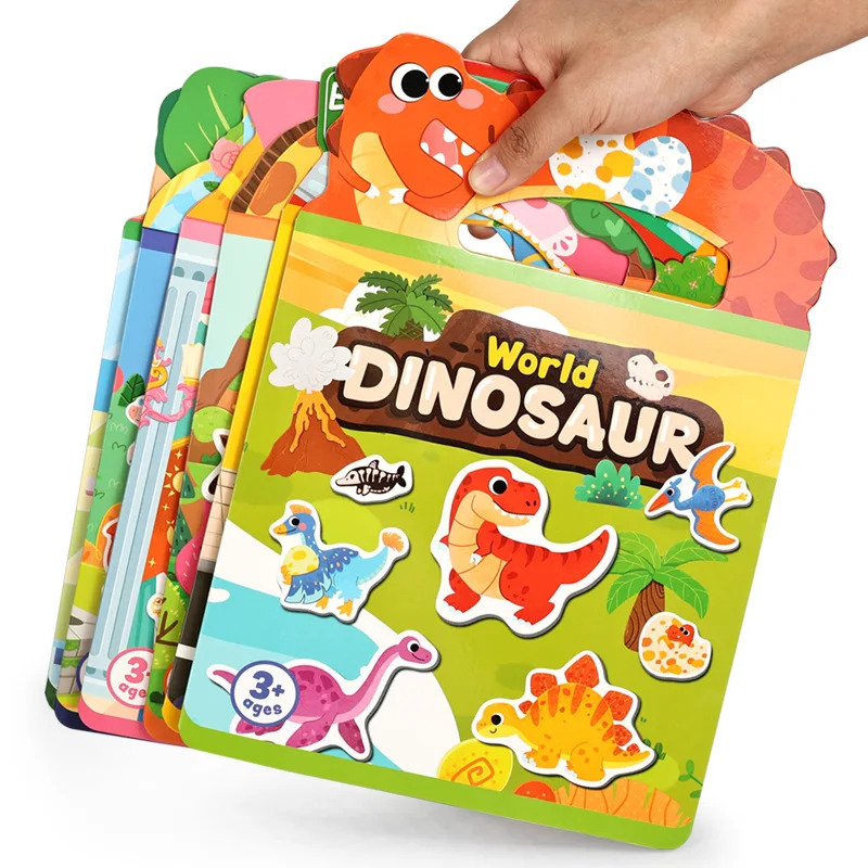 Bolalar uchun o'z-o'zidan qayta foydalanish mumkin bo'lgan stikerlar kitoblar Ko'p mavzuli stiker qabariqli jele pastasi o'yinchoq stikerlari Montessori o'yinchoqlari 3-6 yoshlilar uchun sovg'alar
