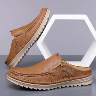 Erkaklar uchun bo'sh vaqtli yurish poyafzallari Massaj toymasin Muller charm poyabzallari Bahorgi yozgi erkaklar uchun yarim sudralib yuradigan yangi trendli shippaklar Loafers