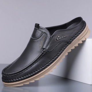 Erkaklar uchun bo'sh vaqtli yurish poyafzallari Massaj toymasin Muller charm poyabzallari Bahorgi yozgi erkaklar uchun yarim sudralib yuradigan yangi trendli shippaklar Loafers