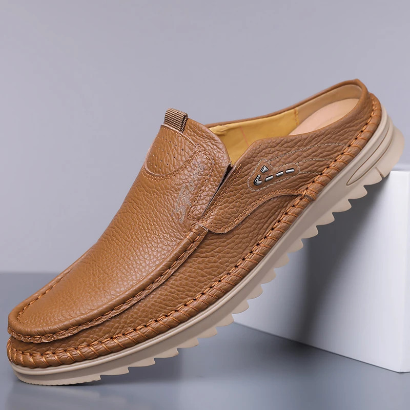 Erkaklar uchun bo'sh vaqtli yurish poyafzallari Massaj toymasin Muller charm poyabzallari Bahorgi yozgi erkaklar uchun yarim sudralib yuradigan yangi trendli shippaklar Loafers