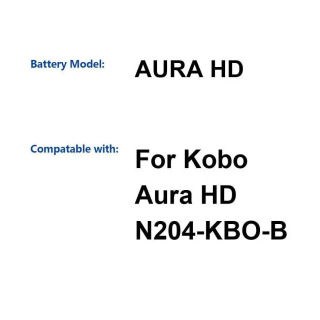 Kobo Aura HD N204-Kbo-B tez zaryadlash uchun elektron kitob oʻquvchi bardoshli 1500 mAh batareya БЕЛЫЙ