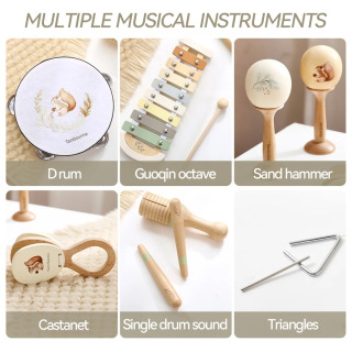 Montessori musiqa asboblari musiqa o'yinchoqlari 0-12 oylik chaqaloq baraban ksilofon chaqaloq ta'lim erta rivojlanish yog'och asboblari chaqaloq o'yinchoqlari