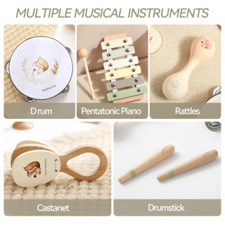 Montessori musiqa asboblari musiqa o'yinchoqlari 0-12 oylik chaqaloq baraban ksilofon chaqaloq ta'lim erta rivojlanish yog'och asboblari chaqaloq o'yinchoqlari