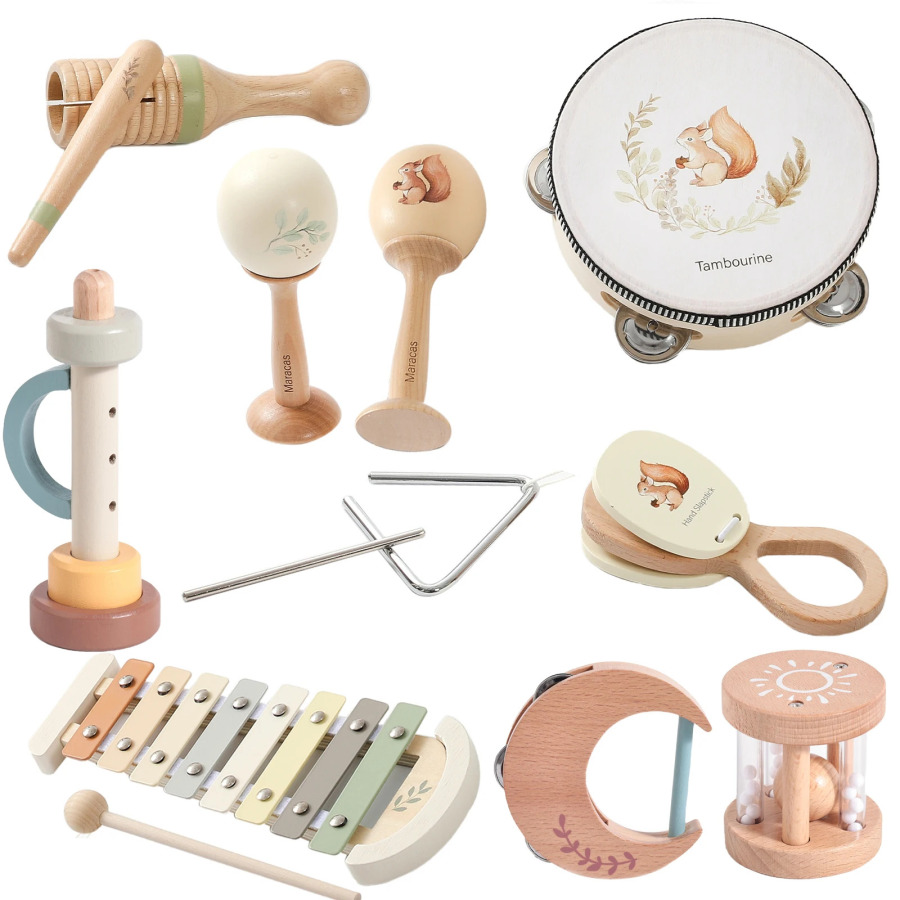 Montessori musiqa asboblari musiqa o'yinchoqlari 0-12 oylik chaqaloq baraban ksilofon chaqaloq ta'lim erta rivojlanish yog'och asboblari chaqaloq o'yinchoqlari