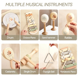 Musiqiy asboblar Yog'ochdan yasalgan Montessori o'yinchoqlari Ksilofon Rattle baraban Bolalar musiqali o'quv o'quv o'yinchoqlari Bolalar uchun Rojdestvo sovg'alari
