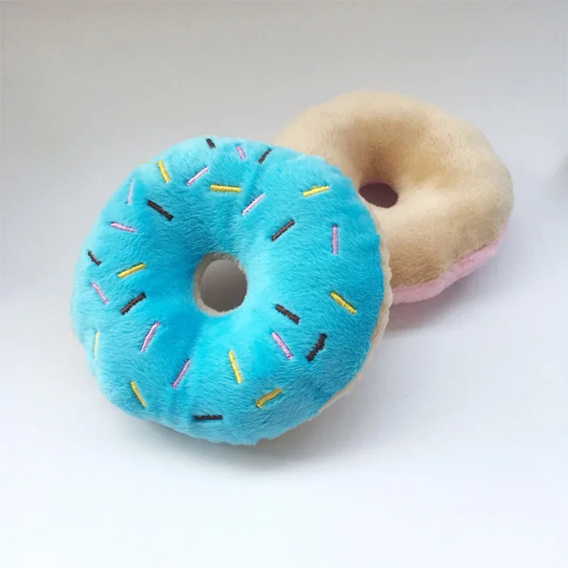 Itlar uchun yumshoq donuts peluş it o'yinchoqlari chaynash o'yinchoqlari Yoqimli kuchukcha Squeaker ovozli o'yinchoqlar Kulgili kuchukcha kichik o'rta interaktiv it o'yinchoqlari